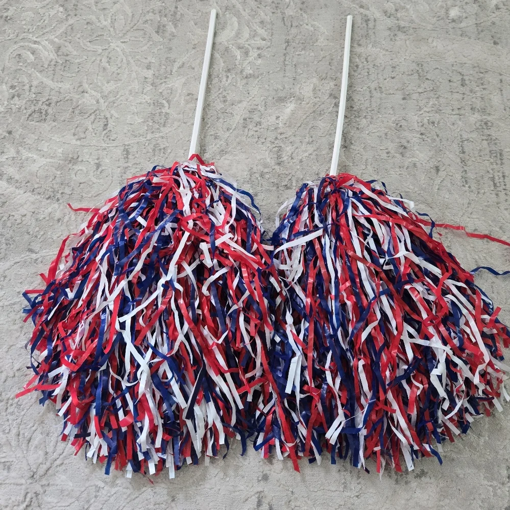 Vintage 1990s Buffalo Bills Nfl Football Red White Blue Cheerleader Pom Poms